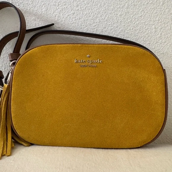 KATE SPADE Kourtney Suede Mustard Crossbody Bag - Picture 13 of 15
